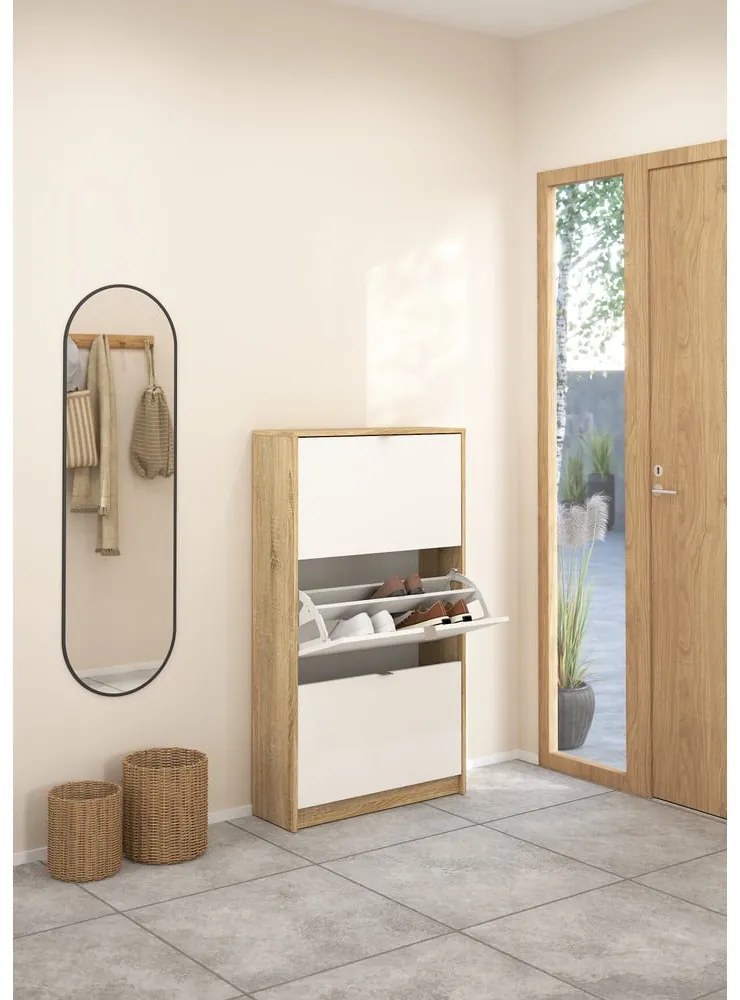 Výklopná skrinka na topánky v dekore duba v bielo-prírodnej farbe Shoes - Tvilum