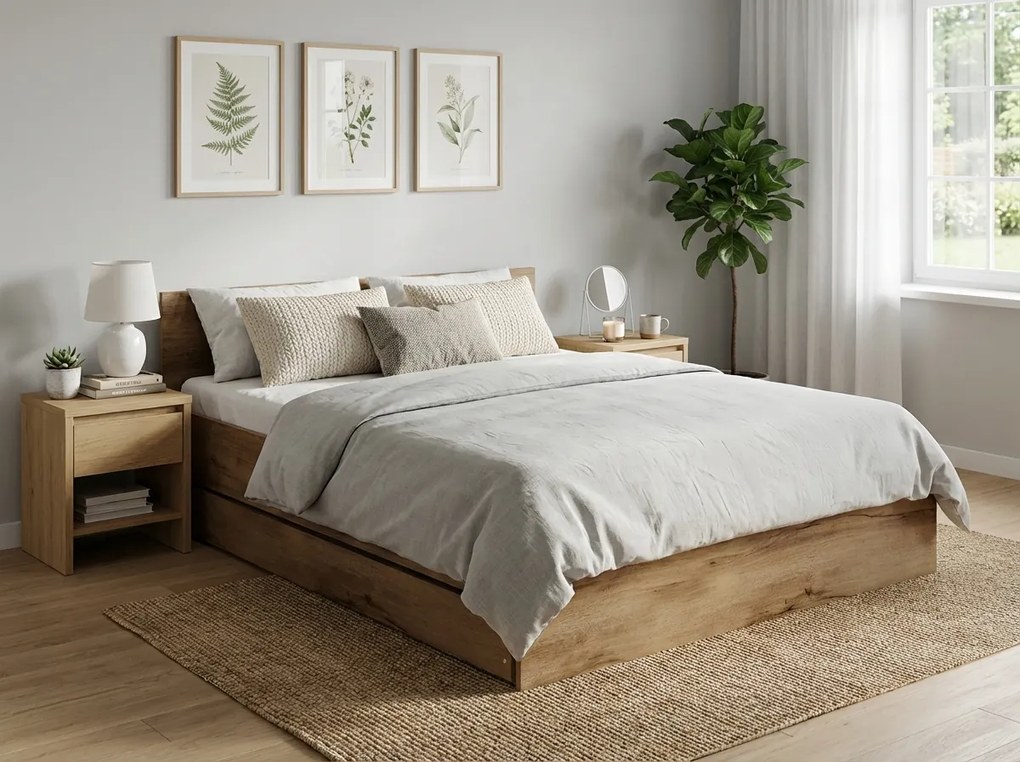 Posteľ ELISA 180 x 200 cm, dub artisan Rošt: S latkovým roštom, Matrac: Matrac COCO MAXI 20 cm