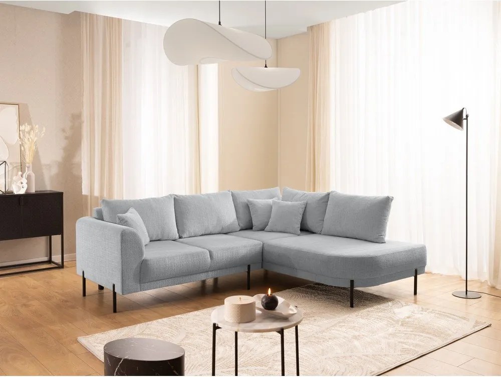 Svetlosivá ženilková rohová pohovka (pravý roh/do L) Mauris – Ropez