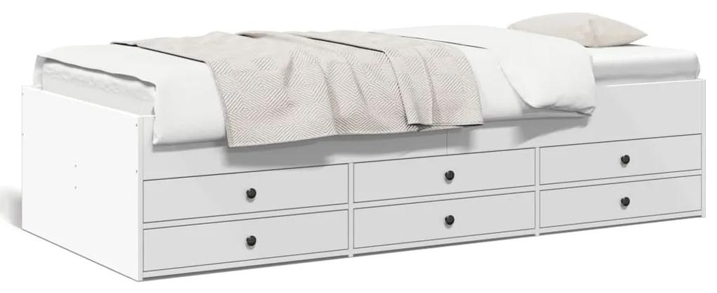 Denná posteľ so zásuvkami biela 90x190 cm kompozitné drevo 3280881