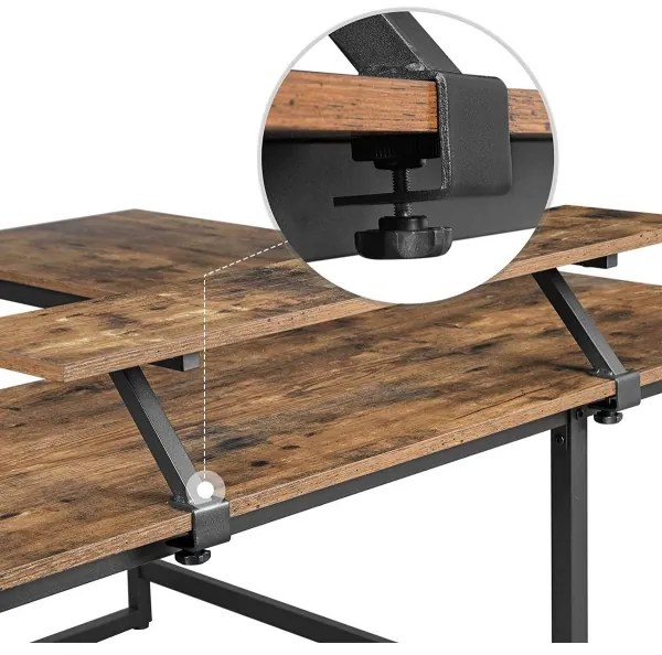 Rohový písací stôl SOLEA hnedá/čierna