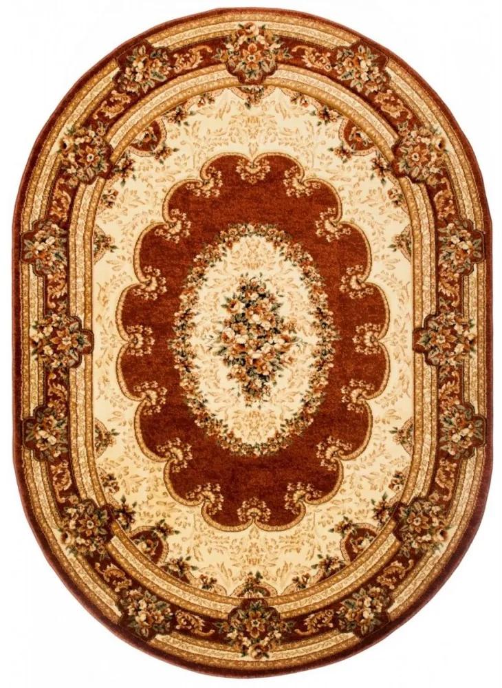 Kusový koberec klasický vzor hnedý ovál, Velikosti 150x295cm