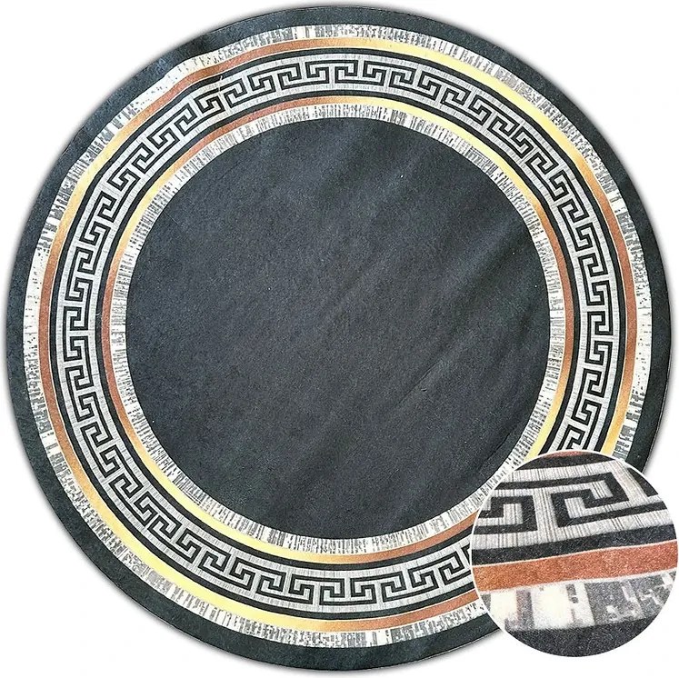 BE Koberec Porte 2228 BLACK GOLD – čierny okrúhly Rozmer: 80 cm