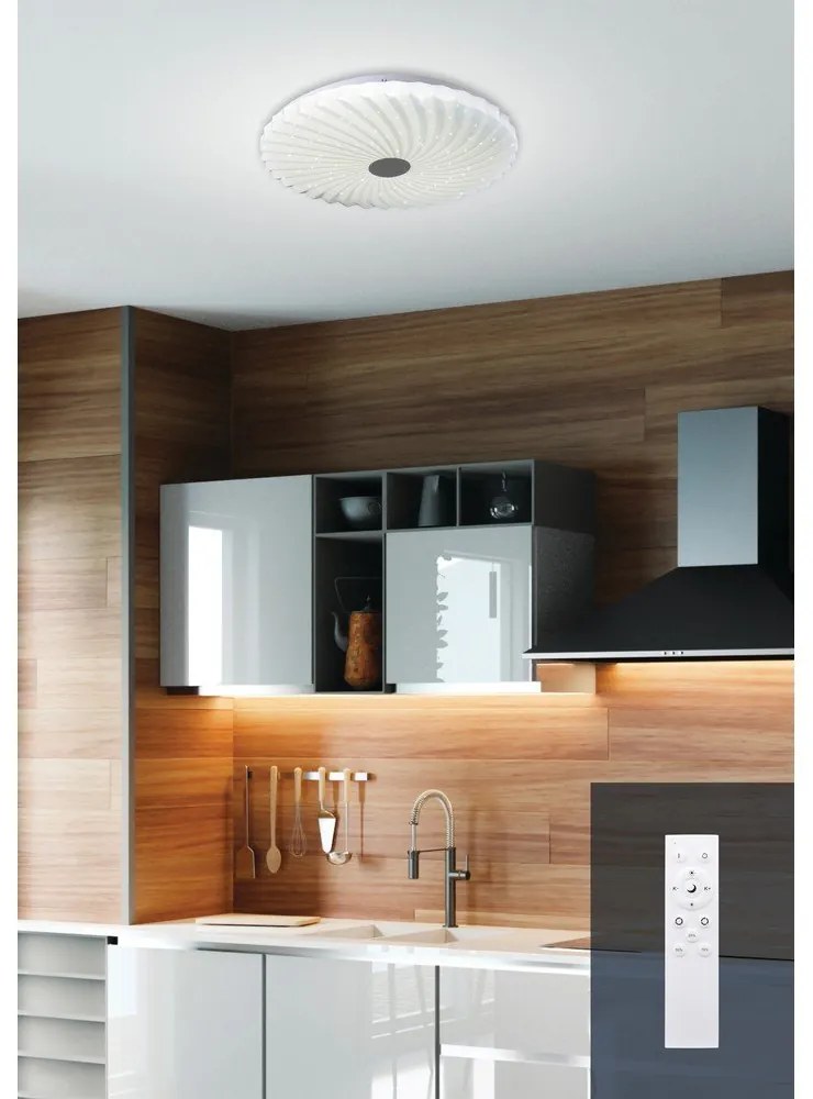Biele stmievateľné LED stropné svietidlo na diaľkové ovládanie 38,5x38,5 cm Calipso – Candellux Lighting