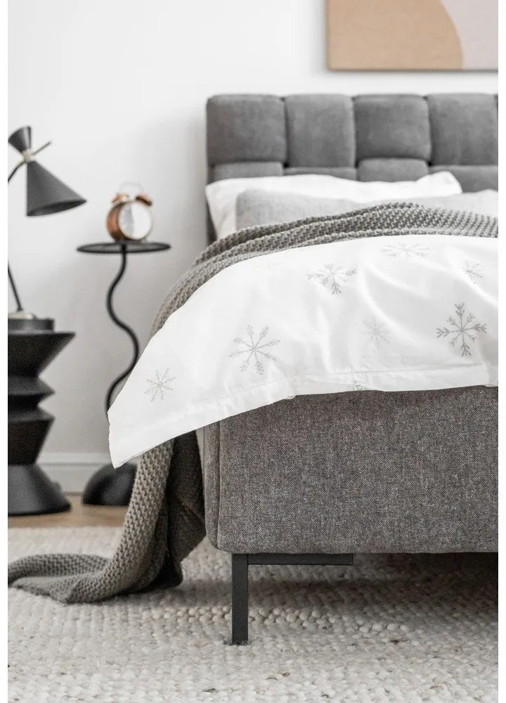 Sivá čalúnená dvojlôžková posteľ s roštom 180x200 cm Eve – Miuform