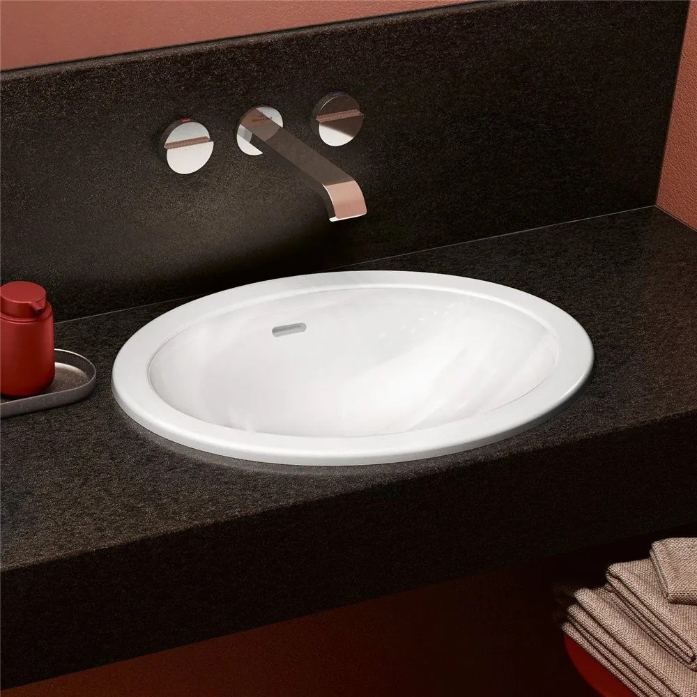 VILLEROY &amp; BOCH Loop &amp; Friends oválne zápustné umývadlo bez otvoru, s prepadom, 505 x 360 mm, biela alpská, s povrchom CeramicPlus, 4A6100R1