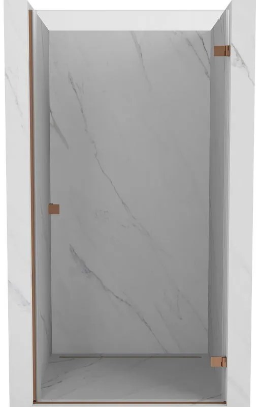 Mexen Lunar-B, výklopné pravé sprchové dvere 65 cm, 8mm číre sklo, ružové zlato profil, 832-065-000-60-00-P