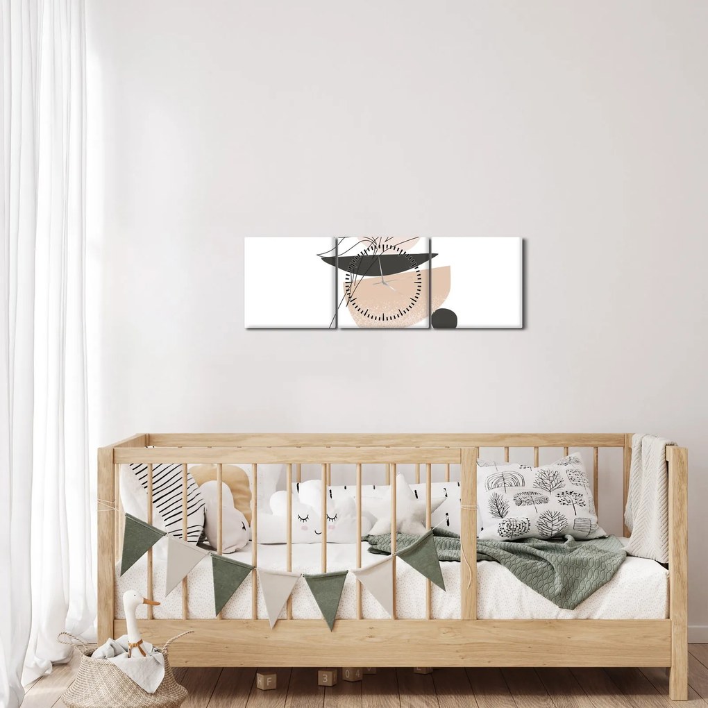 Obraz - Line art kvety N⁰1 (s hodinami) (90x30 cm)