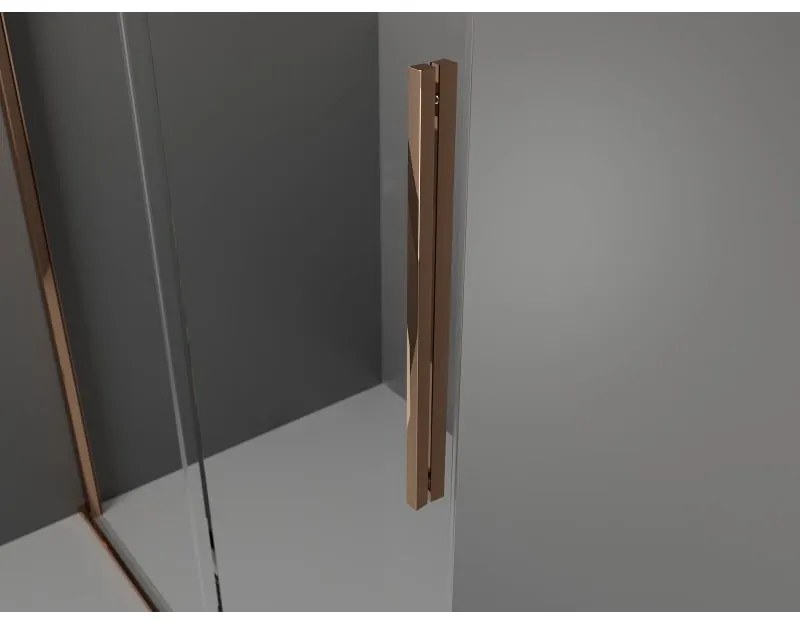 Mexen Velar, sprchový kút s posuvnými dverami 120 x 100 cm, 8mm šedé sklo, ružové zlato, 871-120-100-41-60
