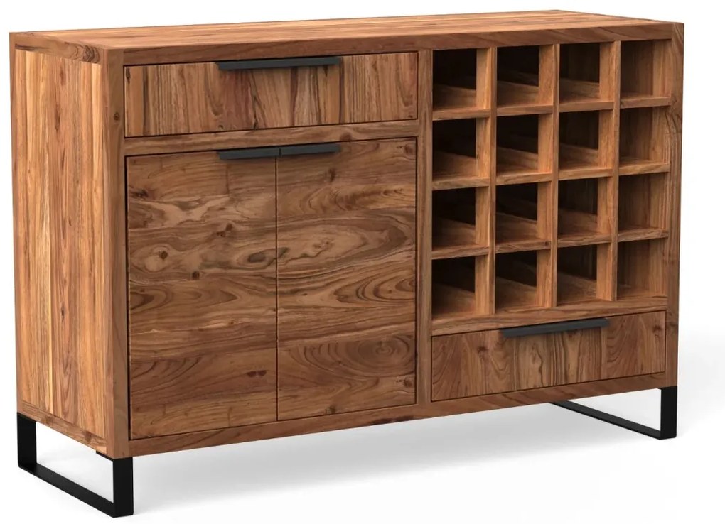 furniture-nabytek.cz - Masivní komoda Sydney z akácie, lakovaná, hnědá – 126×45×84 cm