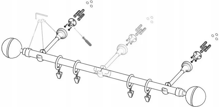 Dekorstudio Chrómová matná dvojradová garniža CAPRI 19mm Dĺžka: 160cm, Typ uchytenia: Držiak dvojitý modern, Typ príslušenstva: Krúžky tiché so štipcami