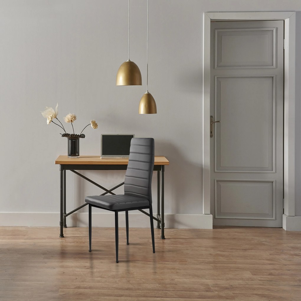 ModernHome Sada 4 stoličiek z ekokože, vysoké operadlo - sivá