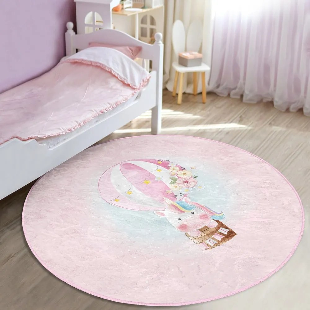 Ružový detský koberec ø 100 cm Comfort – Mila Home