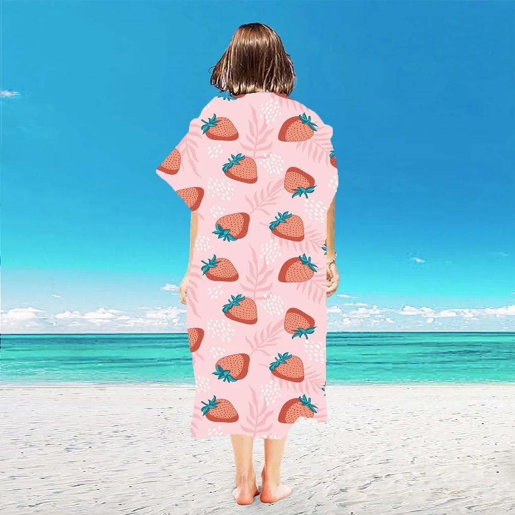 Plážové pončo STRAWBERRIES ružové 80x145 cm