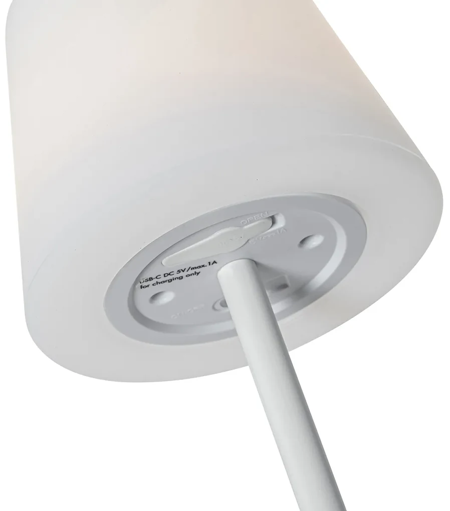 Stolná lampa biela nabíjateľná vrátane LED a stmievača IP54 - Jude
