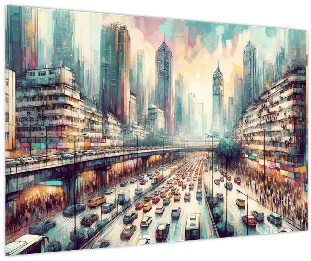 Obraz - Život veľkomesta (90x60 cm)