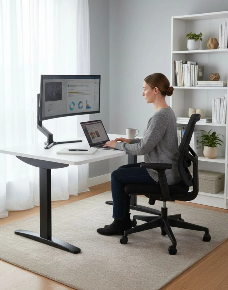 Grospol - Nastaviteľný písací stôl Alto 102 Black 120 cm