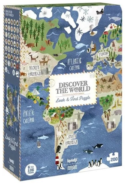 Londji Puzzle so žetónmi 200ks: Mapa Sveta