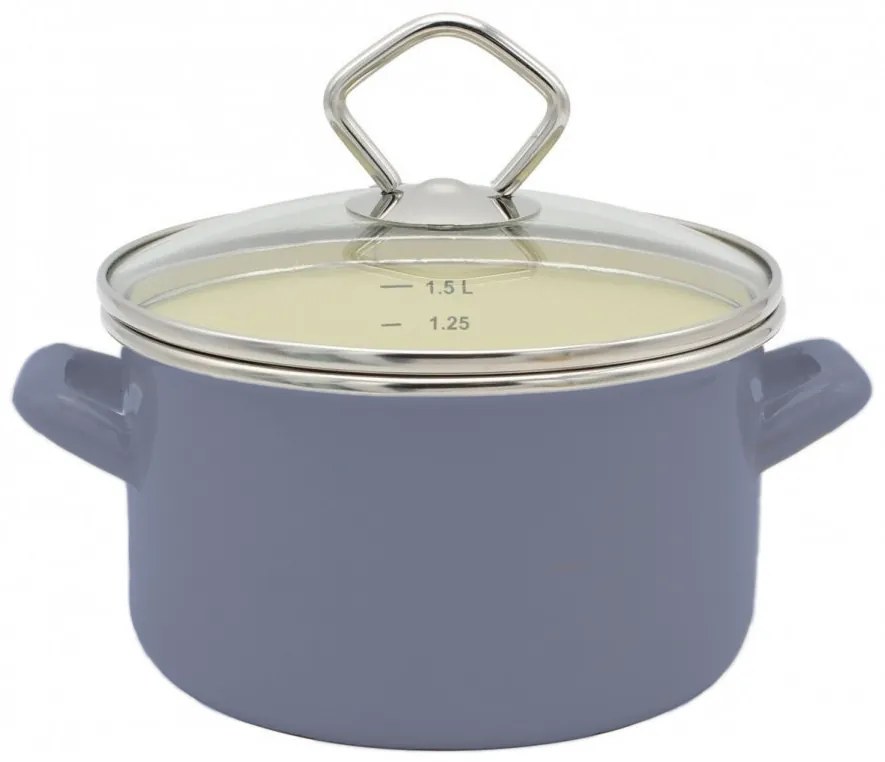 Krüger Smaltovaný hrniec / 24 cm / sklenená pokrievka / taupe