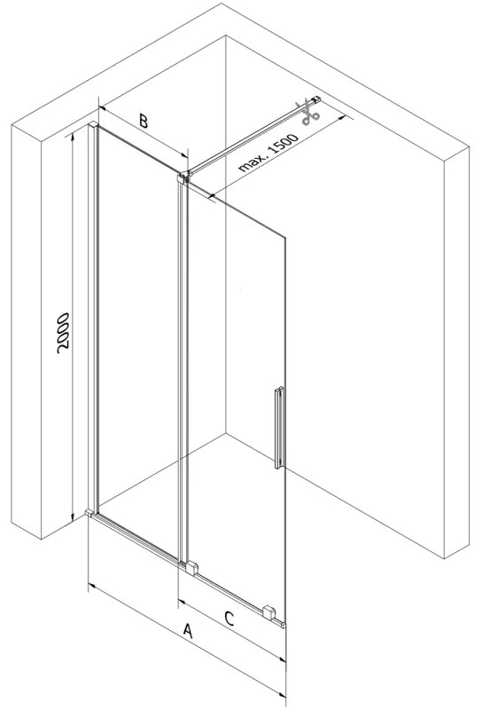 Mexen Velar, posuvné dvere do otvoru typ Walk-In 85 cm, 8mm číre sklo, medená matná, 871-085-000-03-65