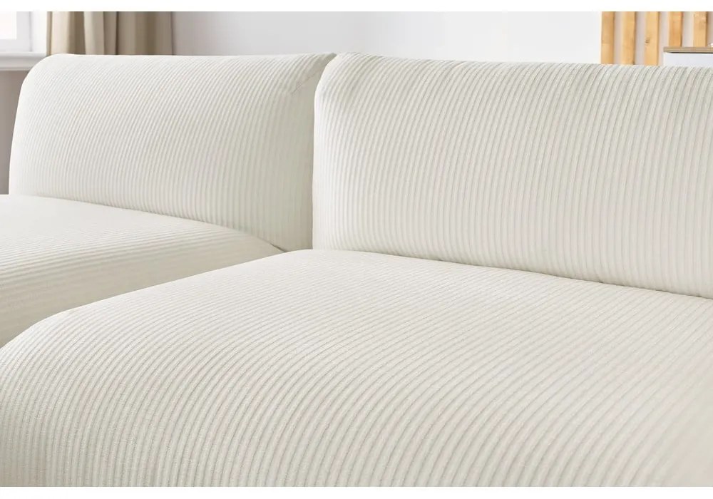 Biela menčestrová rohová pohovka (ľavý roh) Lecomte - Bobochic Paris