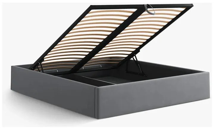 Sivá čalúnená dvojlôžková posteľ s úložným priestorom/bez čela s roštom 180x200 cm Susan – Micadoni