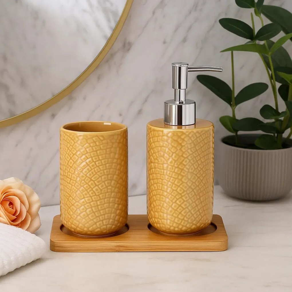 Sada kúpeľňových doplnkov Camel, oranžová/s chromovými prvkami