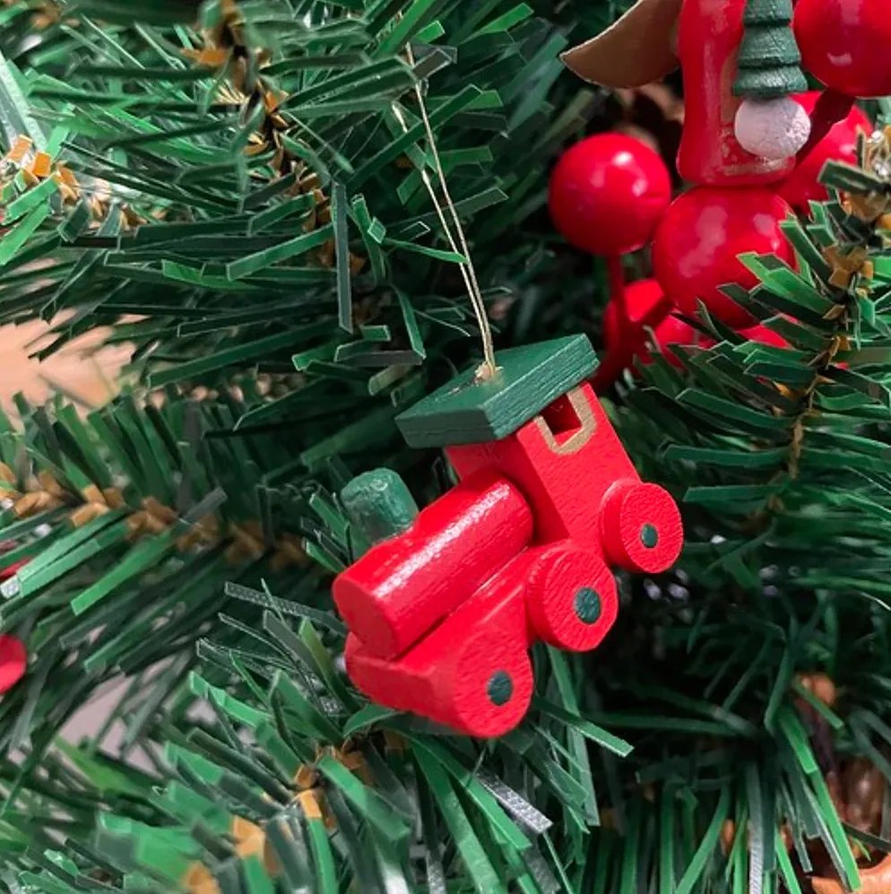 Sada vianočných drevených ozdôb RED JOY červená, 30 ks