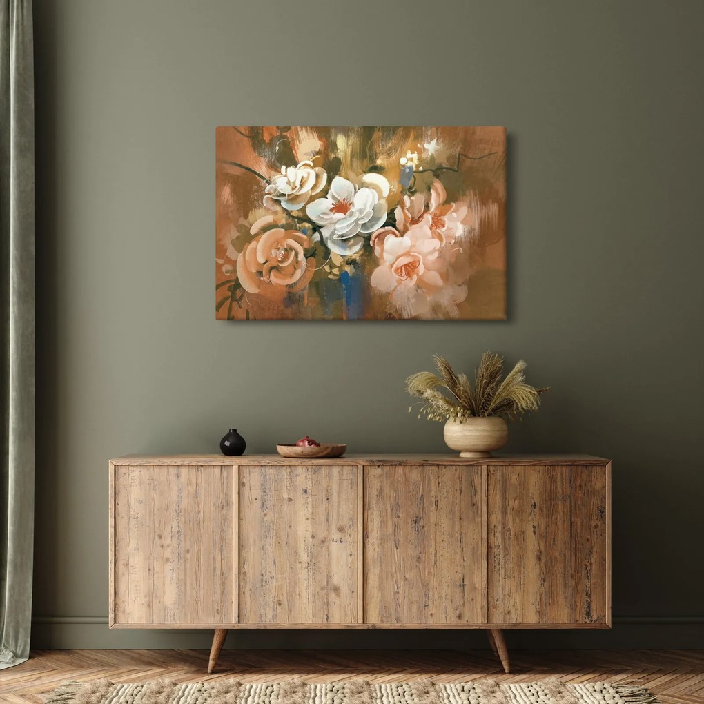 Obraz - Maľovaná kytica kvetov (90x60 cm)