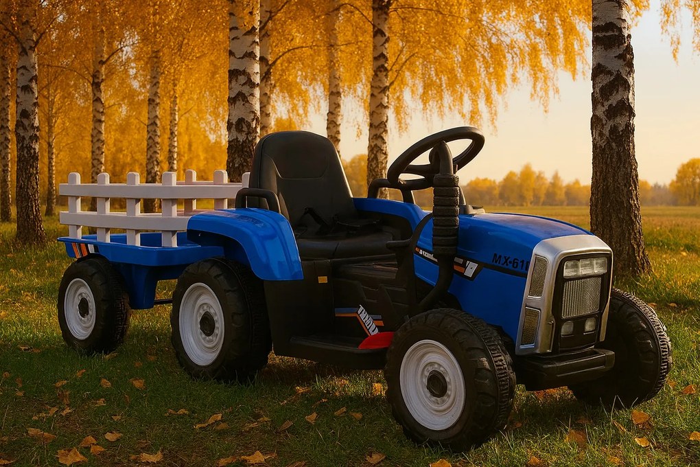 Elektrické autíčko Traktor s prívesom NV-X611 modré