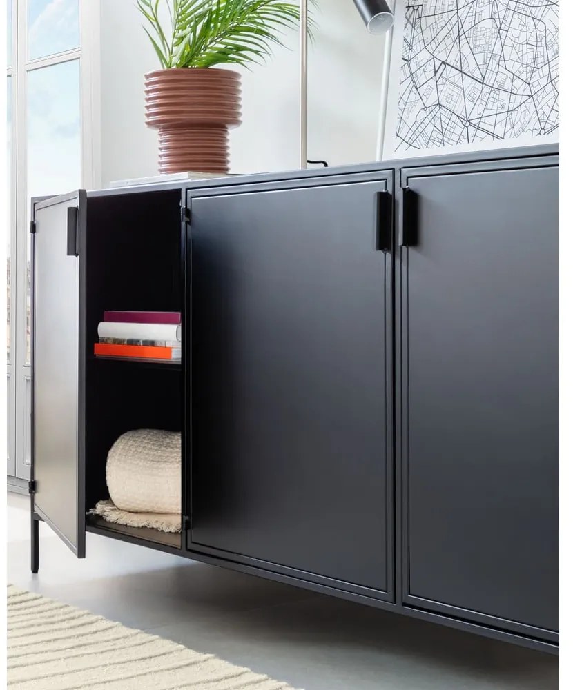 Čierna oceľová komoda 160x72x35 cm Shantay – Kave Home