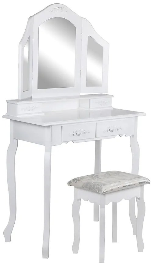 Toaletný stolík + Taburetka 9572 Sylvia Opium 3 Biela
