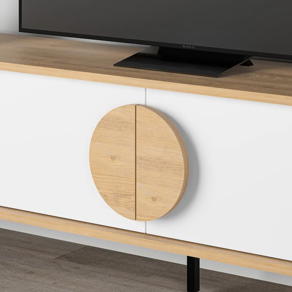 TV stolík v dekore duba v bielo-prírodnej farbe 180x51 cm Vae – Marckeric