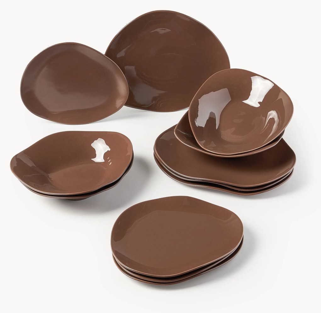 Porcelánová súprava riadu v organickom tvare Joana, 4 osoby, 12 ks