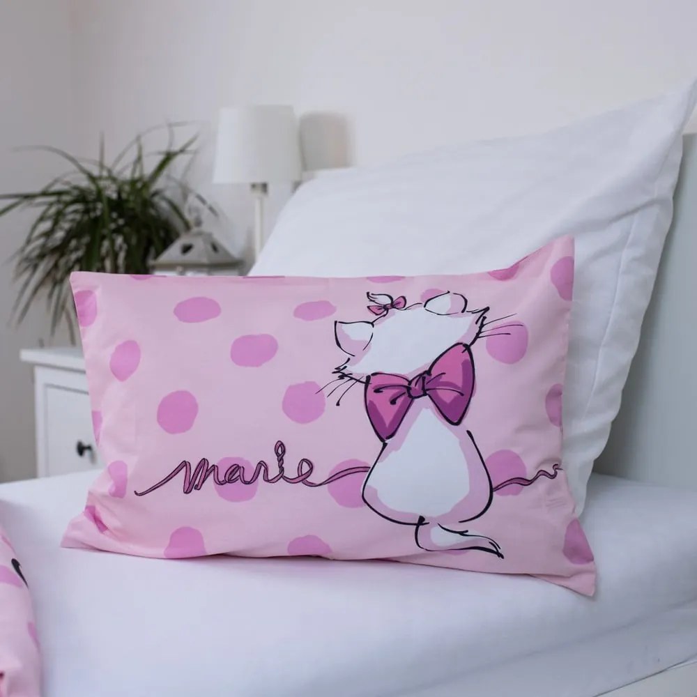 Ružové bavlnené detské obliečky do postieľky 100x135 cm Marie Cat "Merci" – Jerry Fabrics
