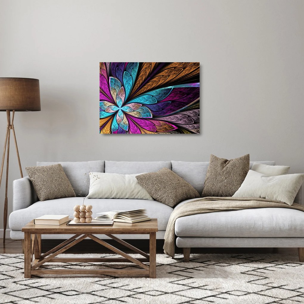 Sklenený obraz - Abstrakcia, kvetina (70x50 cm)
