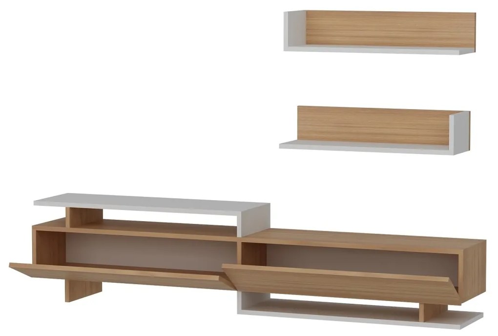 Obývacia stena AYAZ 180 cm biela/teak