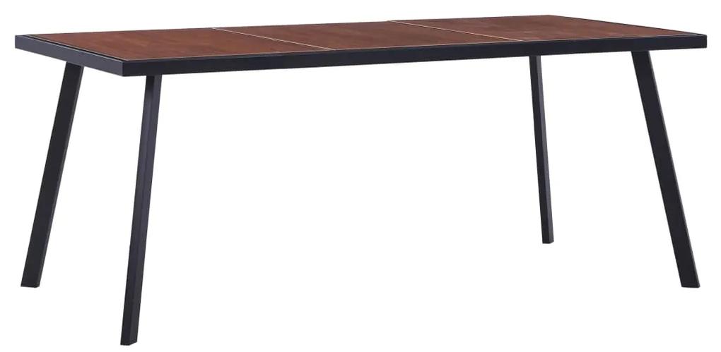 Jedálenský stôl, tmavé drevo a čierna 180x90x75 cm, MDF