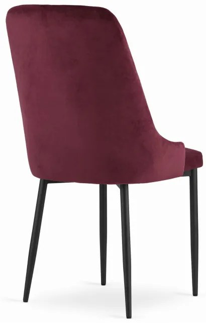 Set štyroch jedálenských stoličiek CAPRI zamatové bordové / čierne nohy (4 ks)