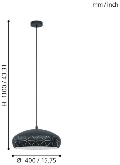 Eglo 98467 - Luster na lanku RAMON 1xE27/28W/230V