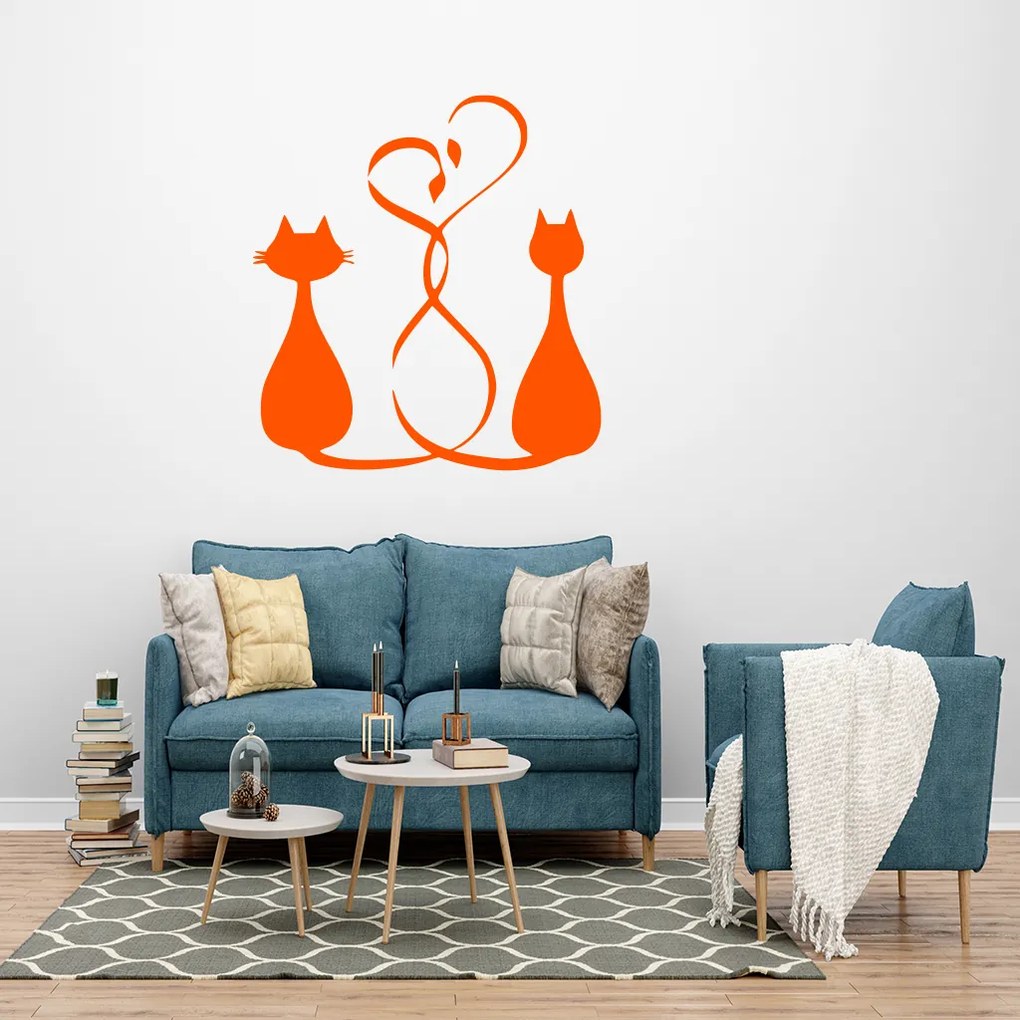 Veselá Stena Samolepka Zamilované mačičky Farba: béžová, Veľkosť: 100 x 100 cm