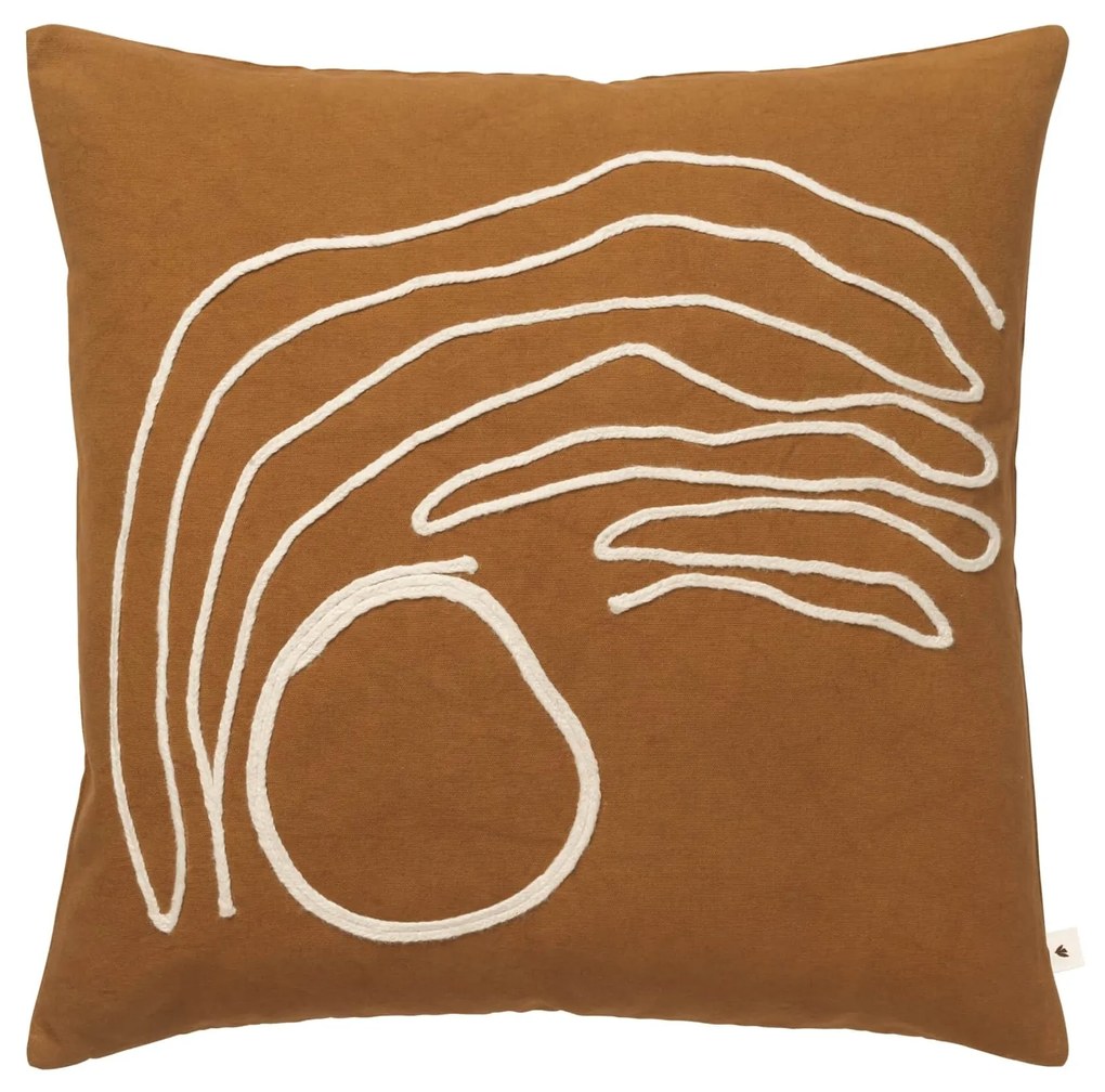 Ferm Living Poťah na vankúš s výšivkou Aged Gold 50 x 50 cm