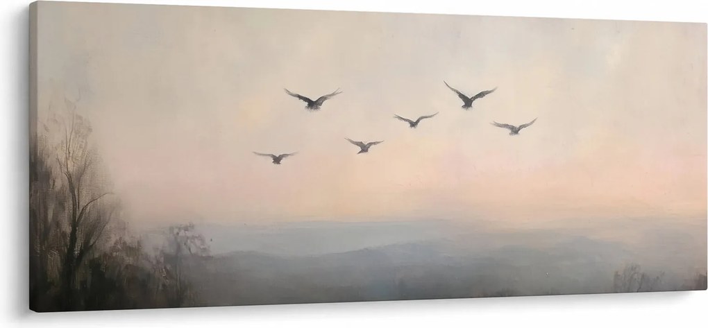 Obraz - Hejno vtákov (120x50 cm)