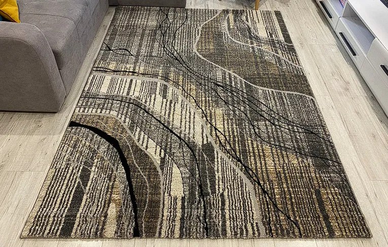 HU Sivý moderný koberec Gallery DREVO Rozmer: 140x190 cm