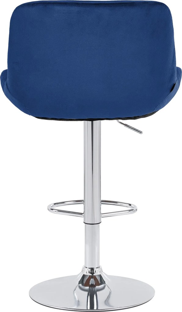 Barová stolička Solon - zamat, chróm rám - modrá