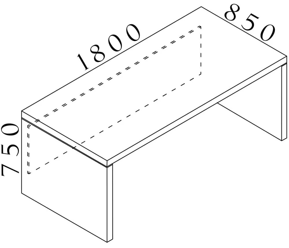 Stôl Lineart 180 x 85 cm, brest svetlý