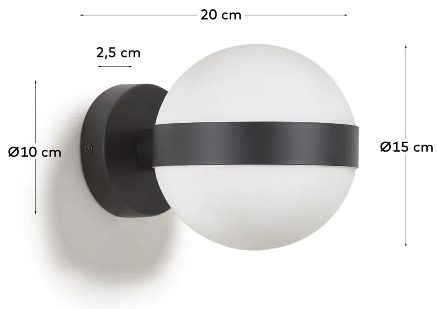Čierne nástenné svietidlo ø 15 cm Anasol - Kave Home