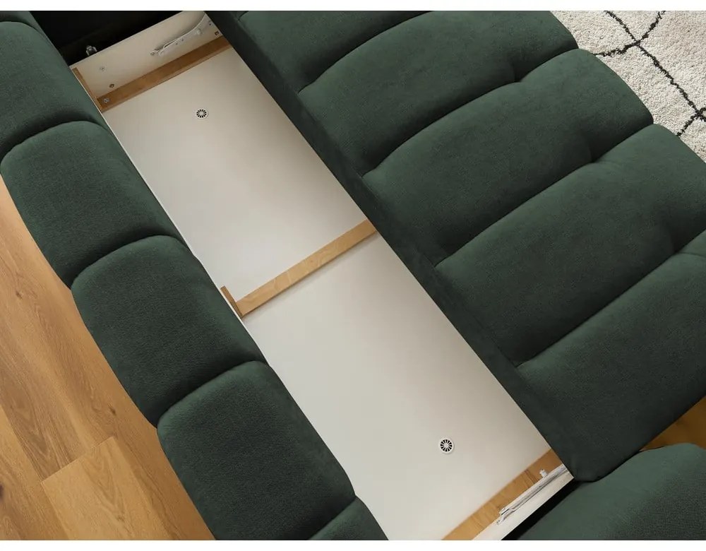 Zelená rozkladacia/s úložným priestorom pohovka 251 cm Fuji – Bobochic Paris