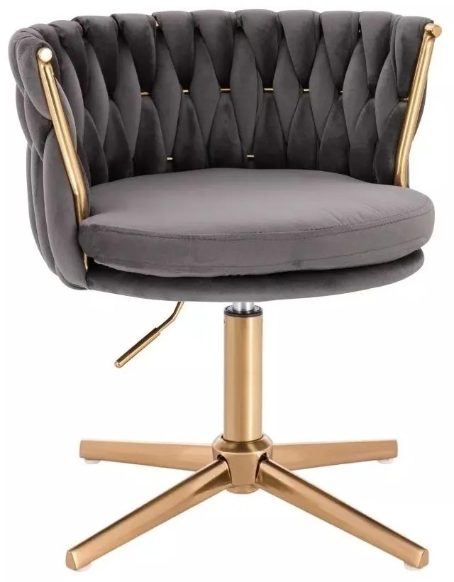 LuxuryForm DESIGN Stolička LYON VELUR na zlatom kríži - tmavo šedá