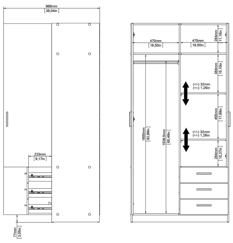 Biela šatníková skriňa 99x200 cm Sprint – Tvilum